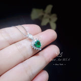 Super Tiny Emerald Heart Necklace Full Sterling Silver Made May Birhtstone Minimalist Green Gemstone Heart Pendant 023