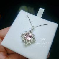 Square Pink Morganite Necklace - Gemstone Medal of Honor Flower - Sterling Silver Star Celestial Jewelry - Morganite Jewelry Pendant #574