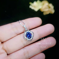 Tanzanite Pendant - Sterling Silver Gemstone Flower OF Life Tanzanite Necklace - December Birthstone Tanzanite Jewelry #245