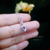 Tiny Pink Heart Necklace - Created Sapphire Tourmaline Topaz Necklace 022