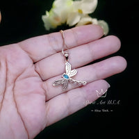 Dragonfly Blue Topaz Necklace - Rose Gold Coated 925 Sterling Silver #338