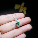 Super Tiny Emerald Heart Necklace Full Sterling Silver Made May Birhtstone Minimalist Green Gemstone Heart Pendant 023