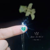 Super Tiny Emerald Heart Necklace Full Sterling Silver Made May Birhtstone Minimalist Green Gemstone Heart Pendant 023