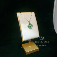 Four Leaf Clover Emerald Necklace Sterling Silver Green Emerald Pendant May Birthstone Simple Gemstone Jewelry 080