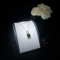 Four leaf clover Peridot Necklace - Cushion Cut 5 CT - Green Peridot Pendant - Gemstone Flower Bail White Gold coated Sterling Silver #492