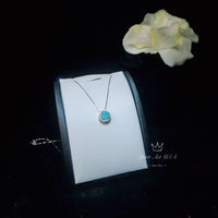 Tiny Paraiba Choker - 18KGP @ Sterling Silver - Halo Round 0.85 CT Blue Paraiba Tourmaline Necklace #103