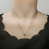 Tiny Paraiba Choker - 18KGP @ Sterling Silver - Halo Round 0.85 CT Blue Paraiba Tourmaline Necklace #103