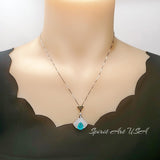 Brilliant Blue Paraiba Tourmaline Necklace - 18KGP Sterling Silver - Gemstone Drop Synthetic Blue Paraiba Gemstone Jewelry #753