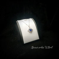 Square Blue Tanzanite Necklace - Gemstone Medal of Honor Flower Sterling Silver Star Celestial Jewelry #513