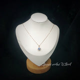 Tanzanite Necklace - Gemstone Princess Diana Style Simple Solitaire Halo - Blue Tanzanite Pendant Rose gold coated sterling silver 041