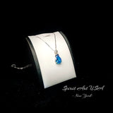 Sterling Silver Teardrop Blue Topaz Necklace - Large Solitaire 6 CT Blue Topaz Jewelry - 18KGP - November Birthstone #784