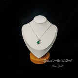 Emerald Butterfly Necklace Large Green Emerald Pendant Sterling Silver White Gold Coated 4 CT Green Lab Emerald Gemstone Jewelry #964