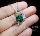 Emerald Butterfly Necklace Large Green Emerald Pendant Sterling Silver White Gold Coated 4 CT Green Lab Emerald Gemstone Jewelry #964