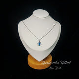 Blue Topaz Necklace - Sterling Silver White Gold Flower Blue Gemstone Pendant - December Birthstone Topaz Jewelry #364