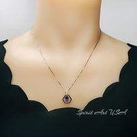 Geometric Blue Sapphire Necklace - Sterling Silver Triangle Gemstone Teardrop 1.2 CT Blue Sapphire Pendant - Tiny Dynamic Jewelry #106