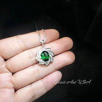 Green Emerald Necklace Gemstone Milky Way Spiral Pendant 18KGP Sterling Silver 2.8 CT Galaxy Energy Vortexes Windmill Emerald Jewelry #849