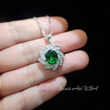 Green Emerald Necklace Gemstone Milky Way Spiral Pendant 18KGP Sterling Silver 2.8 CT Galaxy Energy Vortexes Windmill Emerald Jewelry #849