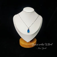 Sterling Silver Teardrop Blue Topaz Necklace - Large Solitaire 6 CT Blue Topaz Jewelry - 18KGP - November Birthstone #784