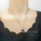 Luxury Radiant Blue Tanzanite Necklace Source Light Style 18k White gold @ 925 Sterling Silver Exclusive Design 3 CT Tanzanite Jewelry #892