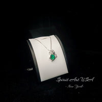 Emerald Butterfly Necklace Large Green Emerald Pendant Sterling Silver White Gold Coated 4 CT Green Lab Emerald Gemstone Jewelry #964