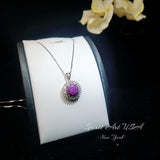 Fire Purple Opal Necklace - Gemstone Sun Style Full Sterling Silver #677