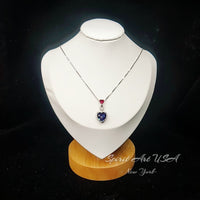 Double Heart Tanzanite Necklace -Gemstone Heart Connect Heart Pendant - 18KGP Sterling Silver - December Birthstone #740