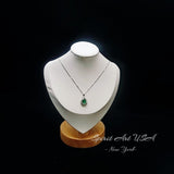 Teardrop Emerald Necklace Sterling Silver Gemstone Pear Halo White Gold Plated 2.5 CT Green Emerald Pendant jewelry #138