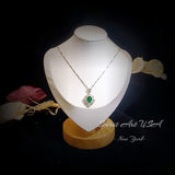 Luxury Emerald Necklace, Gemstone Flower - 18KGP @ Sterling Silver - Victoria Style Green Emerald Pendant - May Birthstone #625