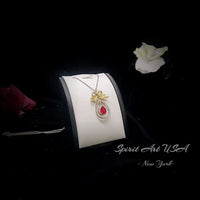 Teardrop Ruby Necklace - the Tree Of Life Pendant - 18KGP @ Sterling Silver - olive branch - 2.5 Ct Pear Cut Ruby Pendant #855