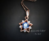 Lab Created Tanzanite Necklace Rose gold Star Pendant Sterling Silver Tiny Blue Gemstone Necklace #148