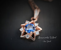 Lab Created Tanzanite Necklace Rose gold Star Pendant Sterling Silver Tiny Blue Gemstone Necklace #148