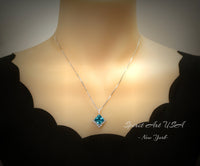 Gemstone Style Blue Topaz Necklace - 6 CT Square Princess Cut Blue Topaz Pendant - 18KGP @ Sterling Silver - November Birthstone #762