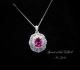 Tiny Ruby Necklace Gemstone Lotus 1 ct Red Gemstone Pendant White Gold Plated Tiny July Birthstone #543