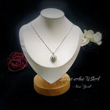 Double Halo Emerald Heart Necklace - Full Sterling Silver - May Birthstone - Tiny Green Gemstone Emerald Jewelry -18KGP #294