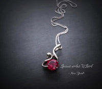 Swan Ruby Necklace Sterling Silver 18KGP Ruby Pendant July Birthstone - Sterling Silver Swan Jewelry - Solitaire Ruby adjustable chain #280