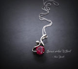 Swan Ruby Necklace Sterling Silver 18KGP Ruby Pendant July Birthstone - Sterling Silver Swan Jewelry - Solitaire Ruby adjustable chain #280