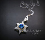 Star Blue Sapphire Necklace - 18KGP Sterling Silver - 6 Point Star Pendant - 2CT Hexagram Blue Sapphire Jewelry #873