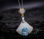 Brilliant Blue Aquamarine Necklace - 18KGP & Sterling Silver - Gemstone Drop 3 CT Blue Aquamarine Jewelry #857