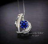 Protective Angel Wing Tanzanite Necklace Sterling Silver White Gold Coated 2CT Round Cut Blue Tanzanite Angel Wing Jewelry #871