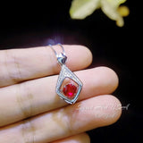 Dynamic Swing Ruby Necklace - Round Cut 0.85 Ct - Full Sterling Silver 18KGP - Ruby Pendant #180