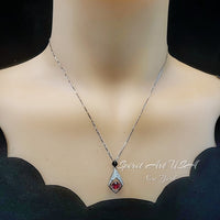 Dynamic Swing Ruby Necklace - Round Cut 0.85 Ct - Full Sterling Silver 18KGP - Ruby Pendant #180