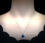 Large Gemstone Style Blue Tanzanite Necklace - 6.5 CT Square Princess Cut - Energic Lab Created Blue Tanzanite Pendant #769