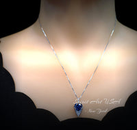 Large Trillion Cut Blue Tanzanite Necklace - 18KGP Sterling Silver - Protective Queen's Guard Sword Pendant - December Birthstone #766