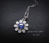 Tiny Tanzanite Sunflower Necklace Sterling Silver - December Birthstone - Tanzanite pendant Sterling Silver 053