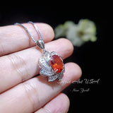 Orange Sunstone Necklace - 18kGP Sterling Silver - Gemstone Milky Way Necklace - Spiral Galaxy Energy Vortexes Windmill Pendant 2.8 CT #856