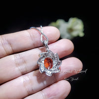 Orange Sunstone Necklace - 18kGP Sterling Silver - Gemstone Milky Way Necklace - Spiral Galaxy Energy Vortexes Windmill Pendant 2.8 CT #856