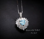 Gemstone Halo Aquamarine Heart Necklace - 18KGP & Sterling Silver - Tiny 1.5 CT Dainty Aquamarine Jewelry - March Birthstone #295