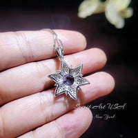 Star Blue Sapphire Necklace - 18KGP Sterling Silver - 6 Point Star Pendant - 2CT Hexagram Blue Sapphire Jewelry #873