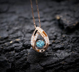 Aquamarine Necklace - Dynamic Swing Pendant -18KGP Rose Gold @ Sterling Silver - 0.85 Ct Blue Aquamarine Jewelry - Luxury March Birthstone