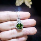 4 CT Green Peridot Necklace - 18KGP Sterling Silver - Gemstone Flower Petal - August Birthstone - Unique Design Peridot Pendant #952